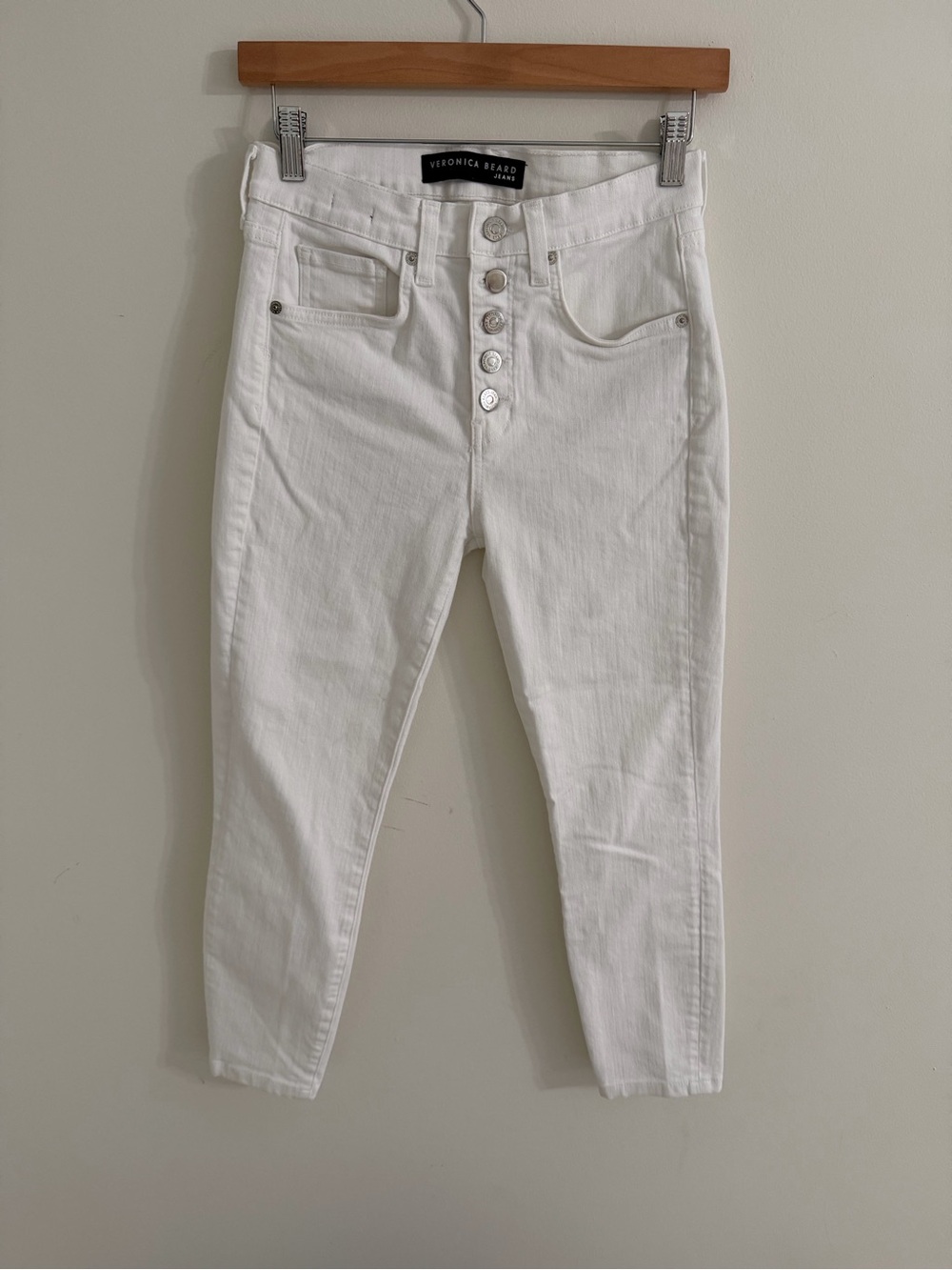 Veronica Beard Debbie Ankle White Skinny High Rise Jeans